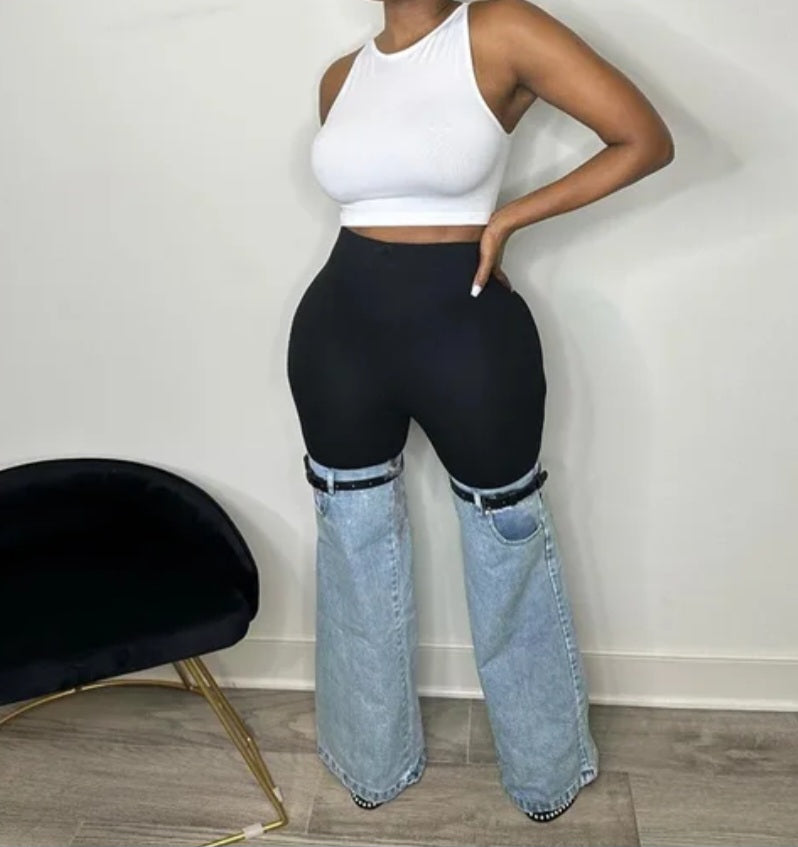 Denim Jean cover leggings with tights